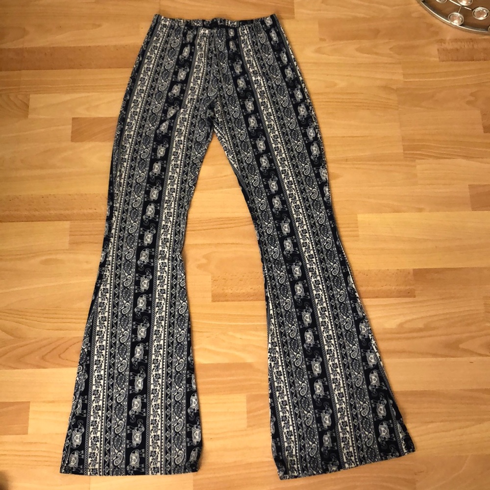 Tribal print bell bottom flare pants.